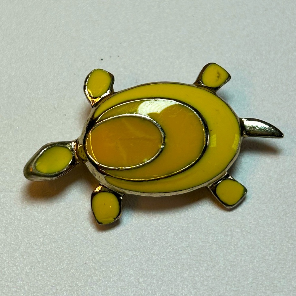Signed Vintage Enameled Turtle Retro Mod Brooch Pin Craft